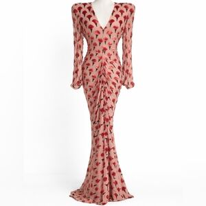 Lanvin FW22 Velvet Burnout Fan Gown (FR 38/Small Medium) As Seen On Rita Ora